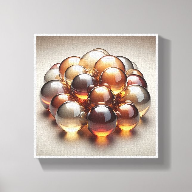 Luxury Amber Glass Spheres - 3D Crystal Abstract W Leinwanddruck (Vorderseite)