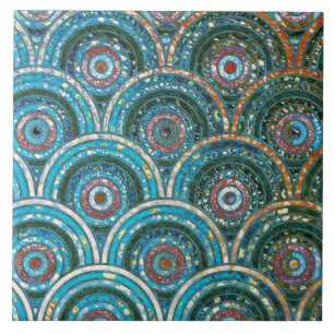 Luxury Aqua Aquamarin Metal Foil Glitzer Dots Circ Fliese