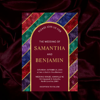Luxury Arch Jewel Tone Burgundy Gold Wedding Einladung