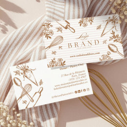 Luxury Baking Utensil Pastry Cake Bakery Shop Logo Visitenkarte