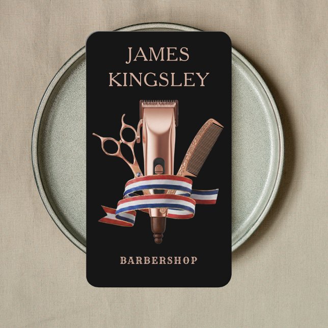 Luxury Barber Studio Professional Barbershop Black Visitenkarte (Von Creator hochgeladen)