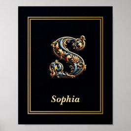 Luxury Baroque Letter S Monogram Poster 