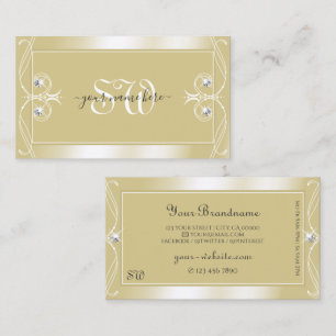 Luxury Beige Cream Sparkle Jewels Monogram Verzier Visitenkarte