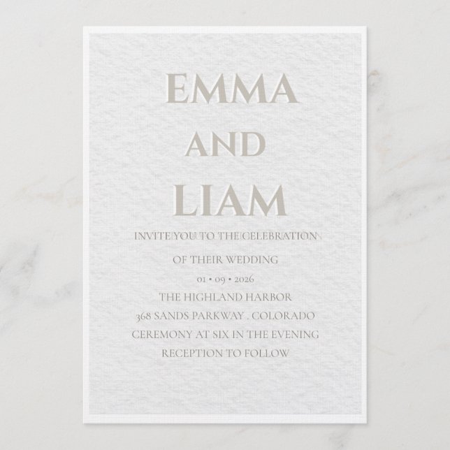 Luxury Beige & Gold Wedding Invitation | Elegant M Einladung (Vorderseite)