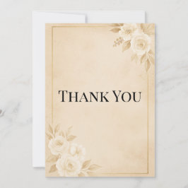 Luxury Beige & Gold Wedding Thank You Card Dankeskarte