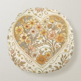 Luxury, , Beigi Gold ,Love Heart , Valentine's Day Rundes Kissen