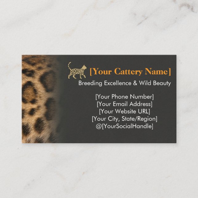 Luxury Bengal Cat Cattery Customizable  Visitenkarte (Vorderseite)