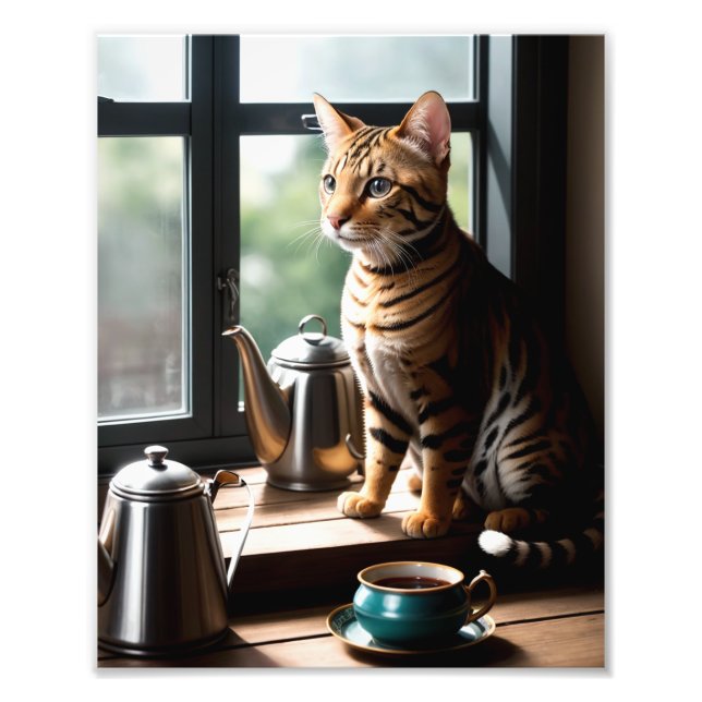 Luxury Bengal Cat Portrait by Window Fotodruck (Vorne)