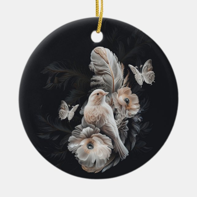 Luxury Bird & Feathers Ornament (Vorne)