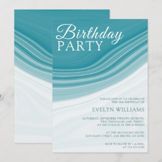 Luxury Birthday Party Liquid Blue Marble Einladung