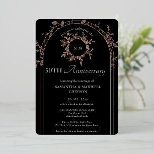 Luxury Black 50. Silver Wedding Jubiläum Folieneinladung