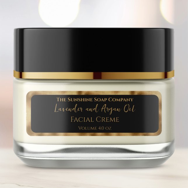 Luxury Black and Gold Cosmetics Jar Label (Von Creator hochgeladen)