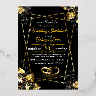 Luxury-Black-and-Gold-Floral-Wedding-Invitation- Folieneinladung