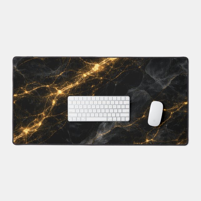Luxury Black and Gold Marble Mouse Pad Schreibtischunterlage (Tastatur & Maus)
