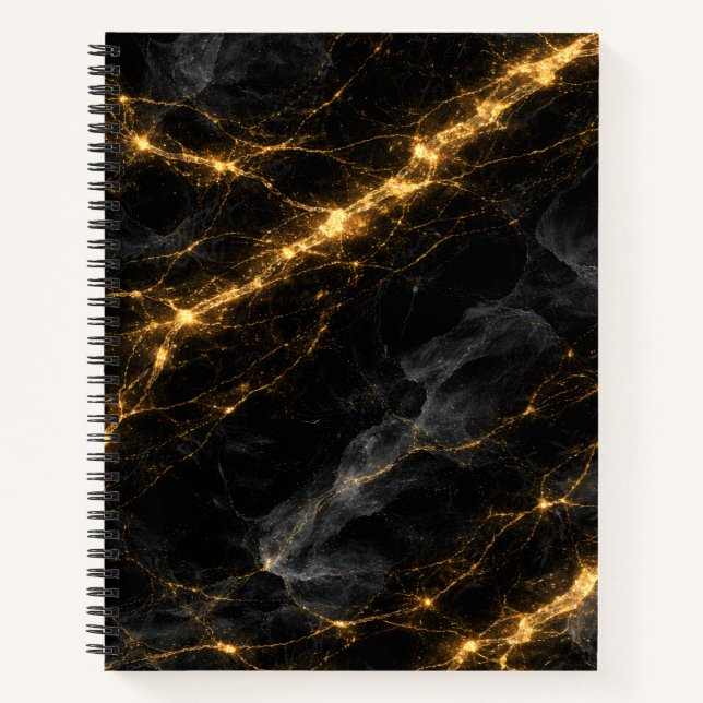 Luxury Black and Gold Marble Spiral Notebook Notizbuch (Vorderseite)