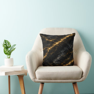 Luxury Black and Gold Marble Throw Pillow Kissen