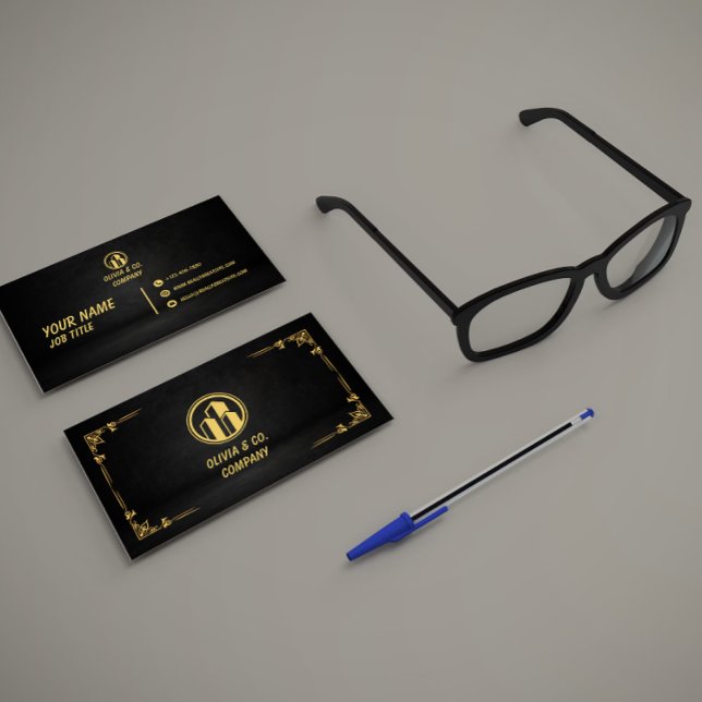 Luxury Black and Gold QR Contact Card Visitenkarte (Von Creator hochgeladen)