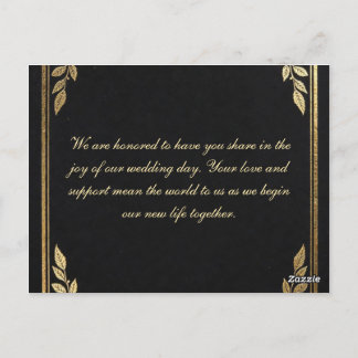 Luxury Black and Gold Wedding Invitation - Elegant Postkarte