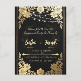 Luxury Black and Gold Wedding Invitation - Elegant Postkarte