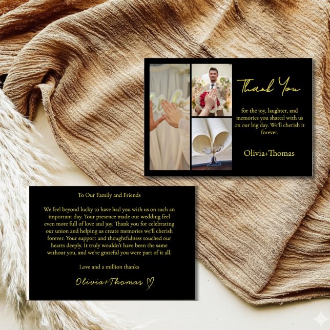 Luxury Black and Gold Wedding Thank You Template Dankeskarte (Von Creator hochgeladen)