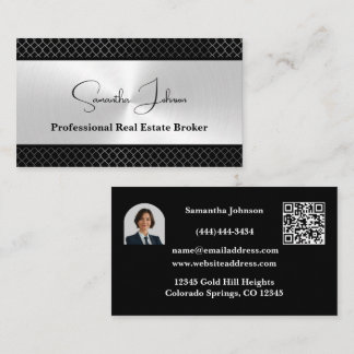 Luxury Black and Silver Real Estate Business Card Visitenkarte