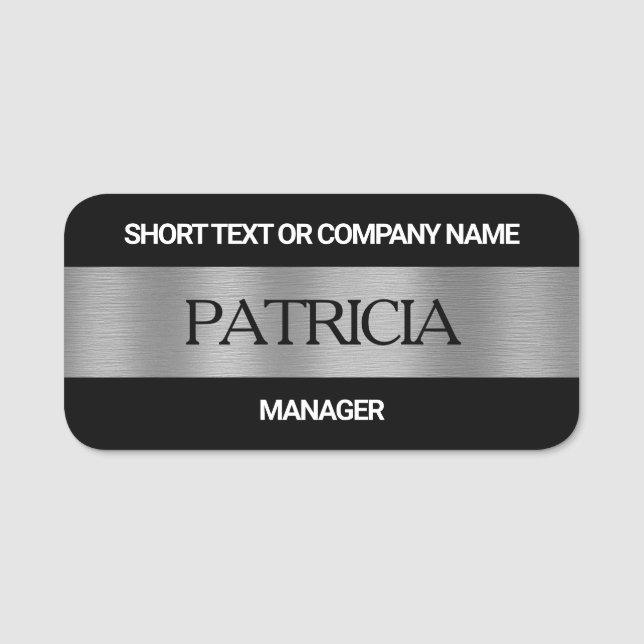 Luxury Black & Brushed Silver: Firmenname, Titel Namensschild (Vorderseite)