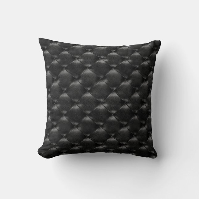 Luxury Black Glam Tufted Leather Opulent Glam Kissen (Vorderseite)
