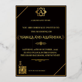 Luxury Black & Gold AR Wedding Suite - Interactive Folieneinladung