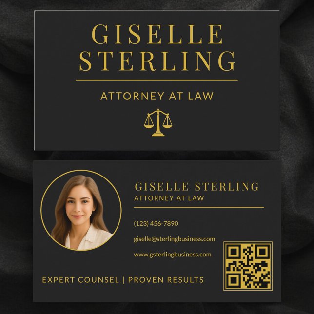 Luxury Black Gold Attorney at Law QR Code Visitenkarte (Von Creator hochgeladen)