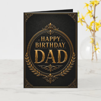 Luxury Black & Gold Elegant Birthday Card for Dad Karte