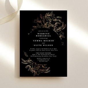 LUXURY Black Gold Floral Wedding Probe Einladung
