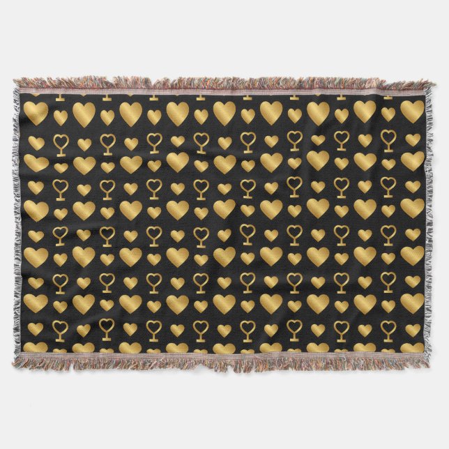 Luxury Black Gold Foil Hearts  Decke (Vorderseite)