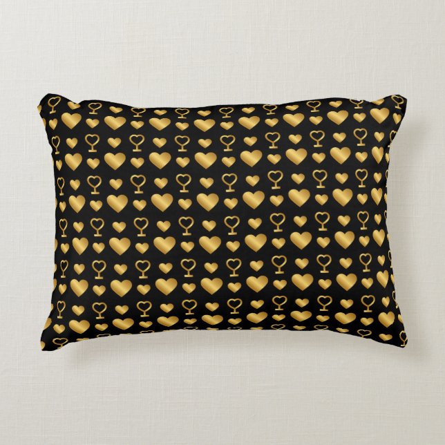 Luxury Black Gold Foil Hearts  Dekokissen (Vorderseite)