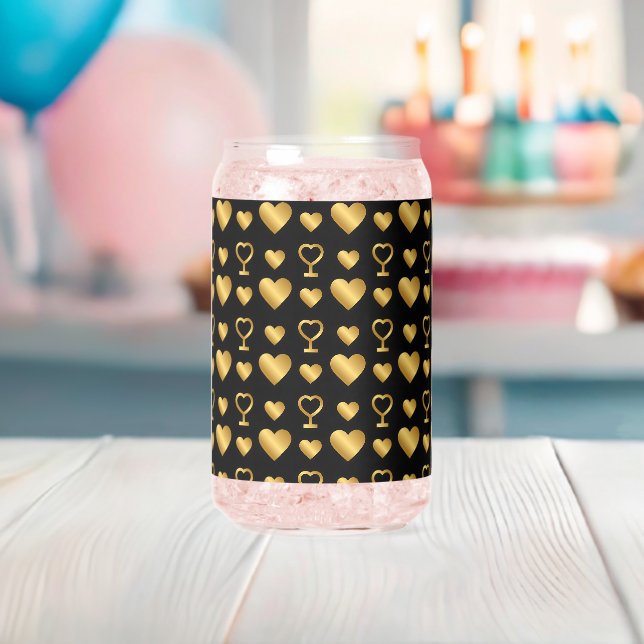 Luxury Black Gold Foil Hearts  Dosenglas (Insitu (Baby Party))