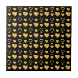 Luxury Black Gold Foil Hearts  Fliese