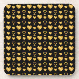 Luxury Black Gold Foil Hearts  Getränkeuntersetzer