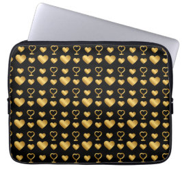 Luxury  Black Gold Foil Hearts  Laptopschutzhülle