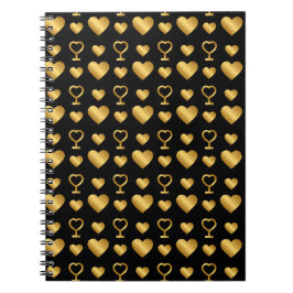 Luxury  Black Gold Foil Hearts  Notizblock