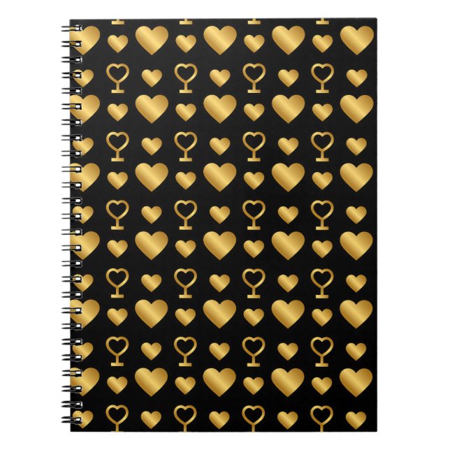 Luxury  Black Gold Foil Hearts  Notizblock (Vorderseite)