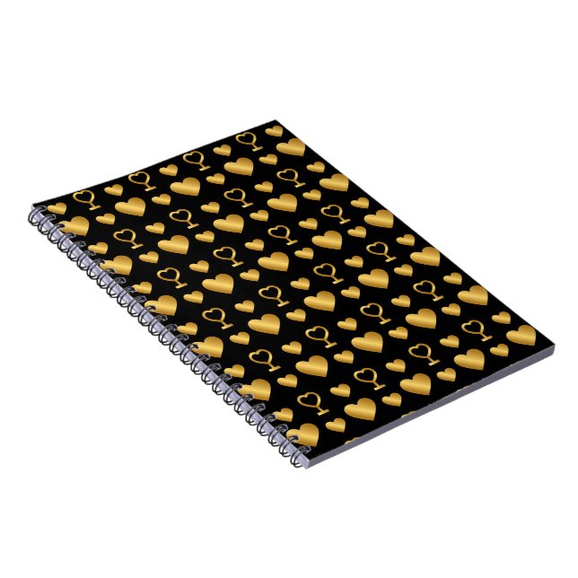 Luxury  Black Gold Foil Hearts  Notizblock (Rechte Seite)