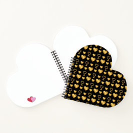 Luxury  Black Gold Foil Hearts  Notizbuch