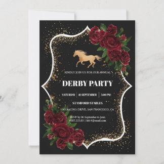 Luxury Black & Gold Glitter Kentucky Derby Invitat Einladung