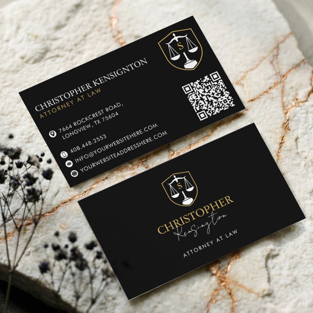 Luxury Black Gold Lawyer Attorney At Law Monogram  Visitenkarte (Luxury Black Gold Lawyer Attorney At Law Monogram Business Card)