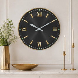 Luxury Black & Gold Modern Minimalist Große Wanduhr
