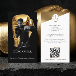Luxury Black Gold Personal Trainer Boxing Photo Visitenkarte