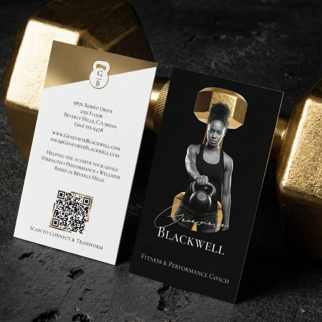 Luxury Black Gold Personal Trainer Fitness Photo  Visitenkarte (Luxury Black Gold Personal Trainer Fitness Photo Business Card)