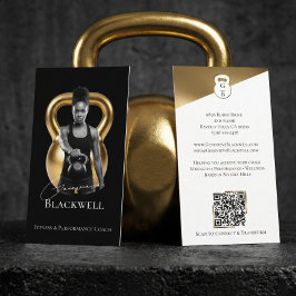 Luxury Black Gold Personal Trainer Fitness Photo  Visitenkarte