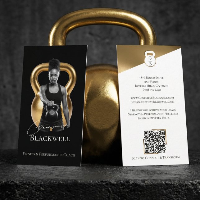 Luxury Black Gold Personal Trainer Fitness Photo  Visitenkarte (Luxury Black Gold Personal Trainer Fitness Photo Business Card)