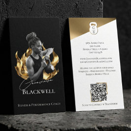 Luxury Black Gold Personal Trainer Fitness Photo  Visitenkarte