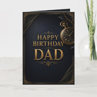 Luxury Black & Gold Vintage Pocket Watch Birthday Karte